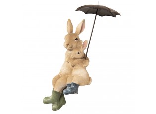 Dekorace sedící králíci pod deštníkem - 10*9*19 cm