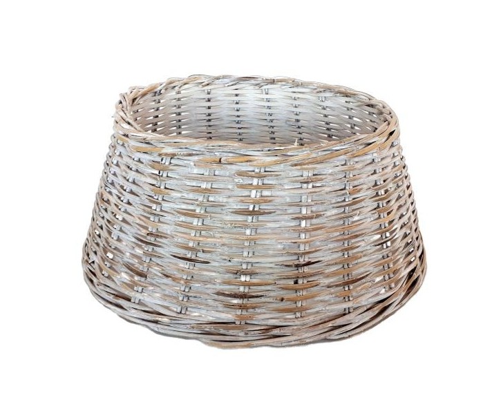 Bílý ratanový kryt pod vánoční stromek - Ø 60*26 cm