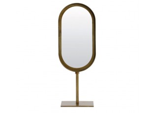 Bronzové oválné stolní zrcadlo Lure antik bronze - 16*10*45 cm