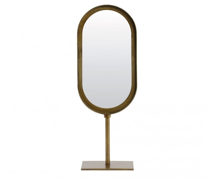 Bronzové oválné stolní zrcadlo Lure antik bronze - 16*10*45 cm