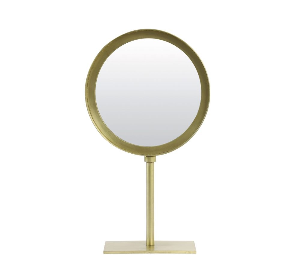 Bronzové kulaté stolní zrcadlo Lure antik bronze - 20*10*35 cm