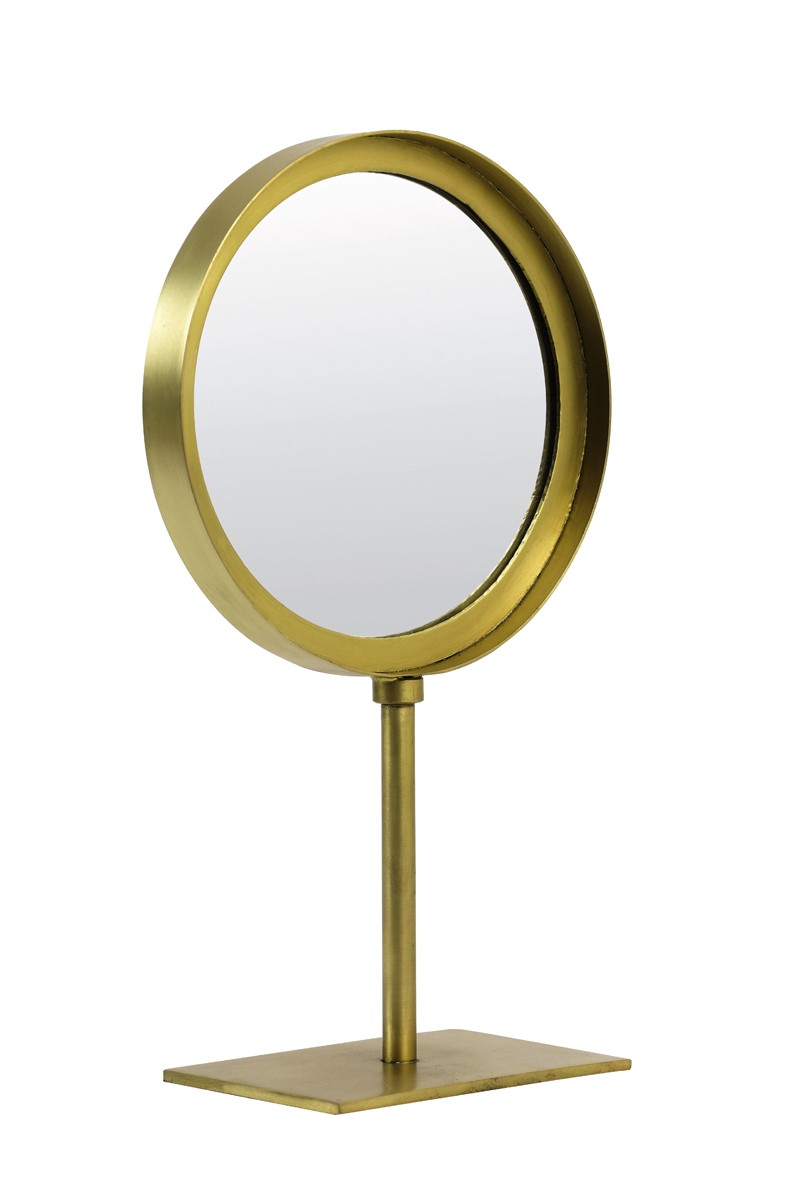 Bronzové kulaté stolní zrcadlo Lure antik bronze - 20*10*35 cm