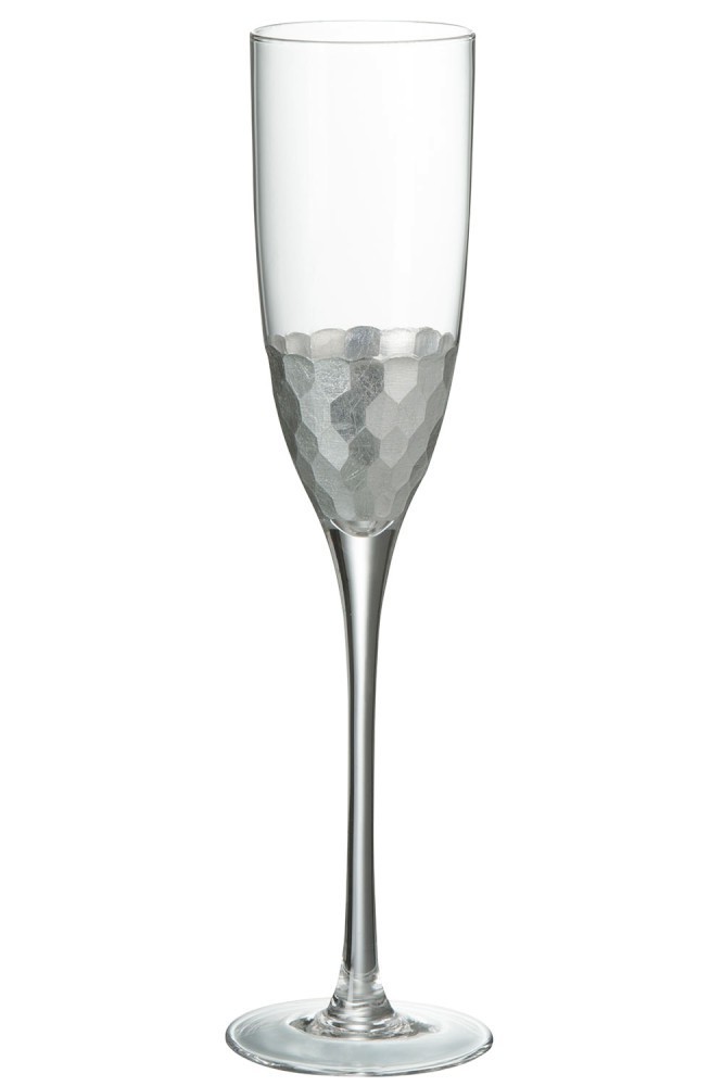 Sklenička na šampaňské Silver - Ø 7*26 cm J-Line by Jolipa