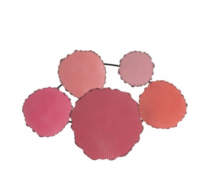 Růžová nástěnná dekorace vlnkovaná kola Ripples - 66*6*46 cm