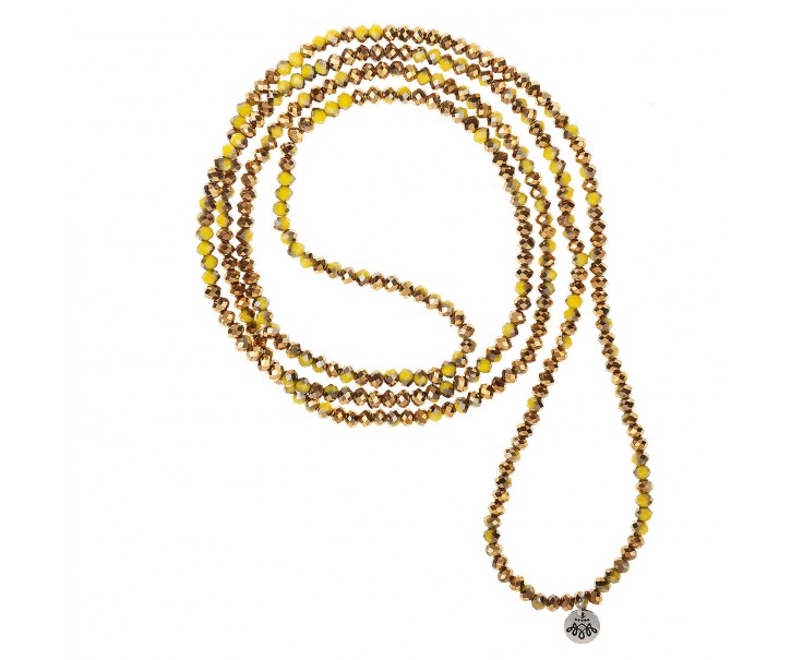 Žluto zlatý korálkový náhrdelník - 4 mm