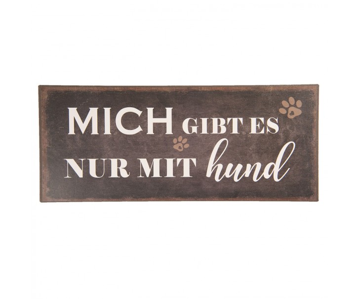 Kovová cedule nur mit Hund - 30*13 cm