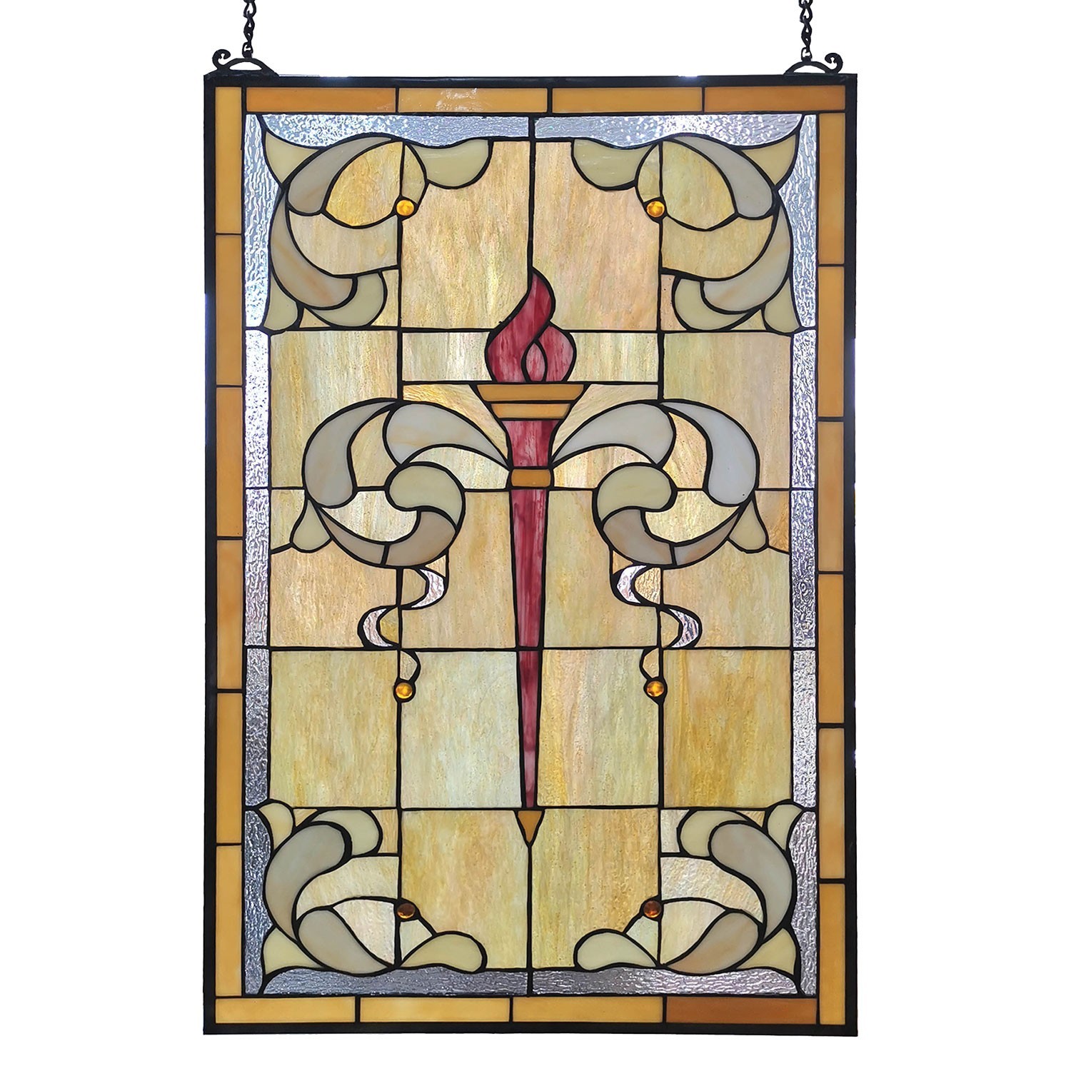 Levně Vitrážový panel Tiffany Flambeau - 50*100 cm 5LL-6022