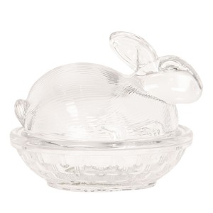 Skleněná nádoba s víkem králík - 12*8*9 cm