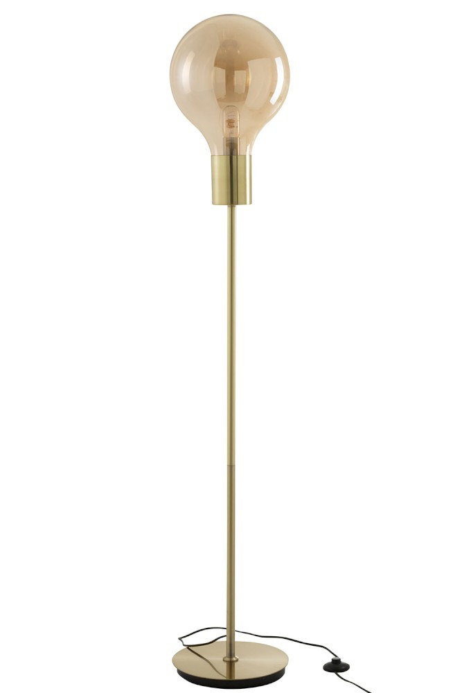 Zlatá skleněná stojací lampa ve tvaru žárovky Baloon - Ø 30*160cm J-Line by Jolipa