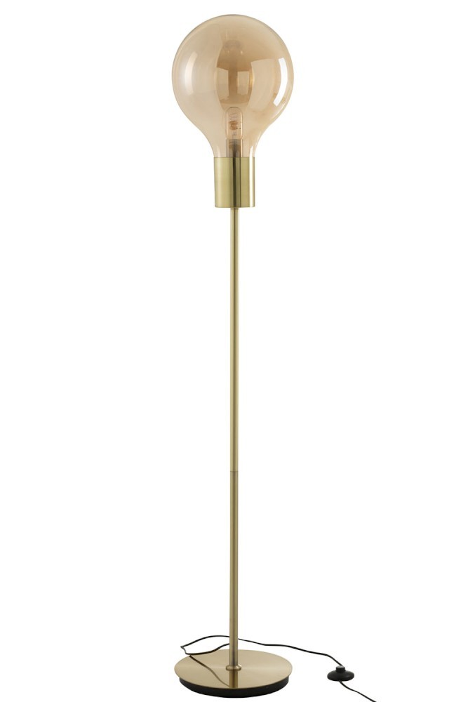 Zlatá skleněná stojací lampa ve tvaru žárovky Baloon - Ø 30*160cm