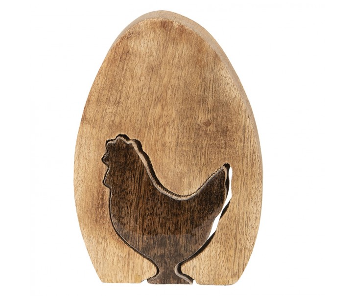 Dřevěné dekorační vejce s motivem slepičky - 12*8*2 cm