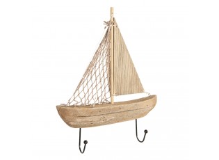 Nástěnný dřevěný vešák na bundy ve tvaru loďky - 22*5*27 cm