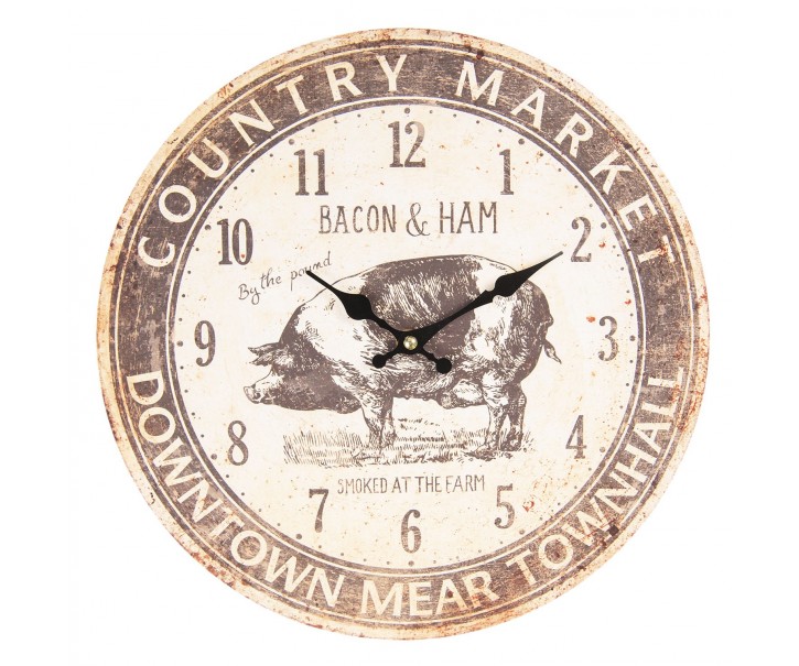 Vintage nástěnné hodiny s patinou Bacon & Ham - Ø 34*3 cm / 1*AA