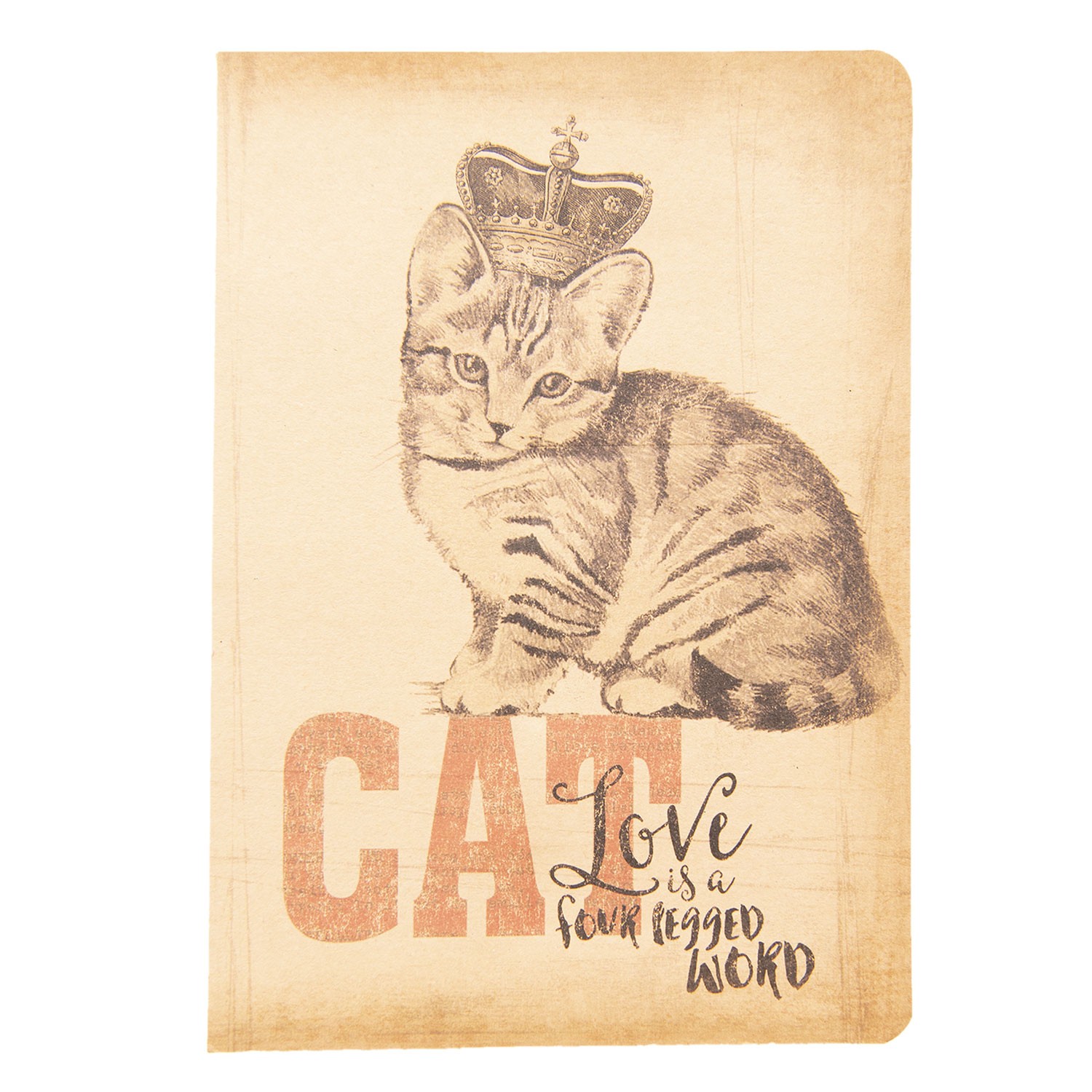Zápisníček Cat s korunkou - 13*19*1 cm Clayre & Eef