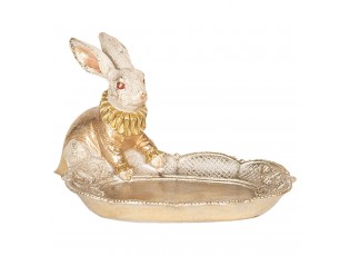 Zlatý dekorační talíř s králíkem - 15*11*09 cm