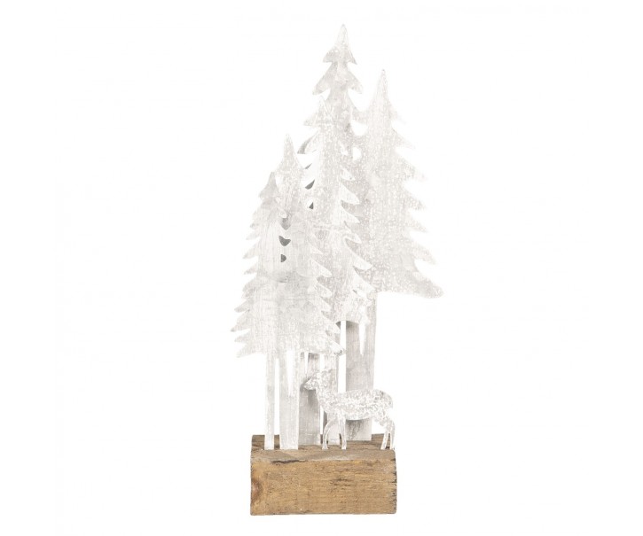 Dekorace s kovovým jelenem a stromy - 13*8*28 cm