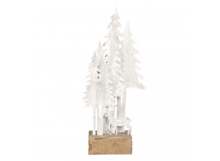 Dekorace s kovovým jelenem a stromy - 13*8*28 cm
