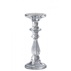 Skleněný transparentní svícen Tibo medium - Ø 10*25cm
