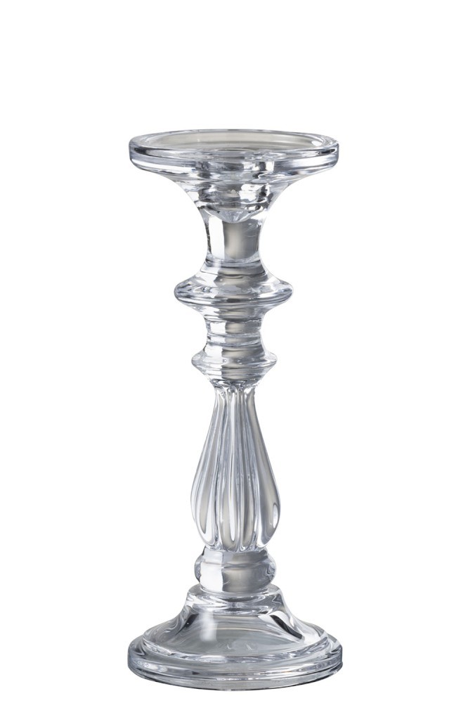 Skleněný transparentní svícen Tibo medium - Ø 10*25cm