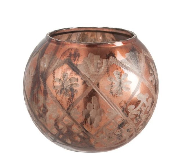 Bronzová skleněná baňatá váza Ball - Ø19*17cm J-Line by Jolipa
