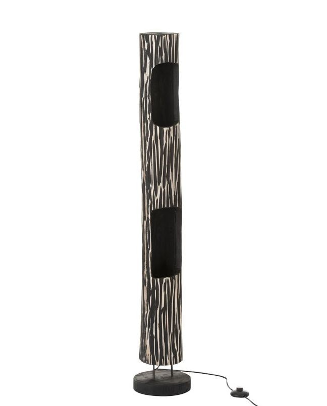 Stojací dřevěná lampa Paulownia Black 2 - Ø 21*133 cm