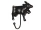 Černý kovový háček s krávou - 14*14*5 cm