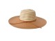 Hnědo přírodní klobouk s proužky a mašlí - Ø 58 cm