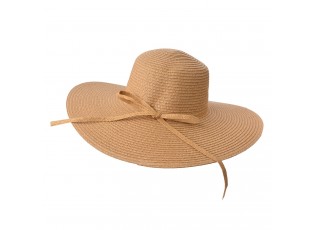 Světle hnědý klobouk s mašlí - Ø 58 cm