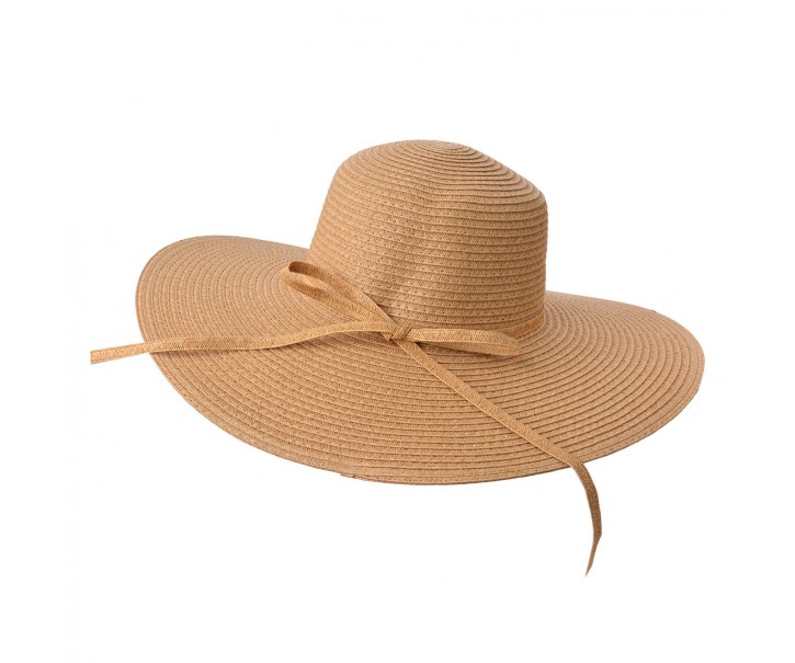 Světle hnědý klobouk s mašlí - Ø 58 cm