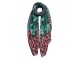 Zeleno červený šátek s květy - 70*180 cm