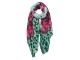 Červeno zelený šátek s květy - 70*180 cm