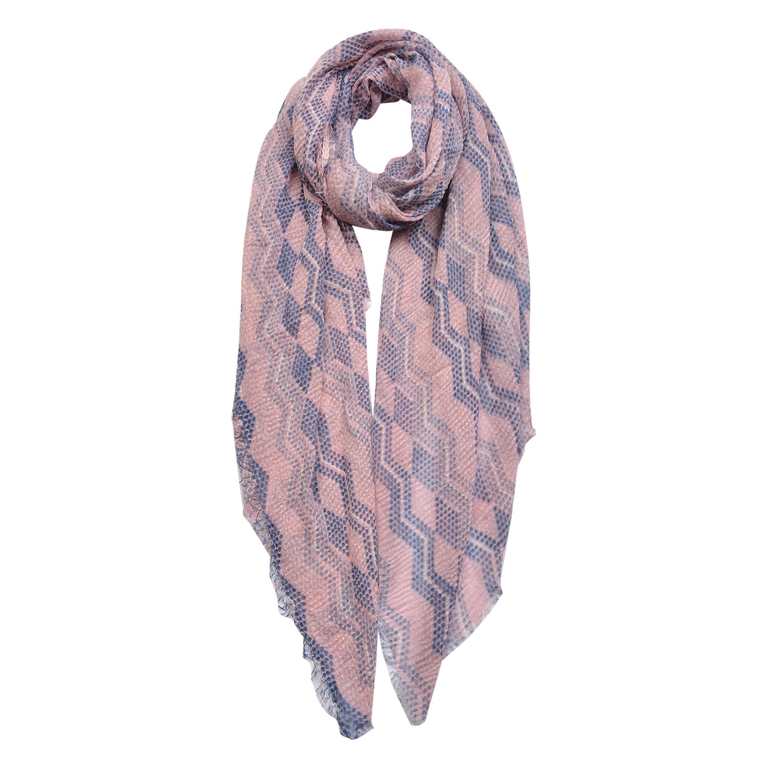 Růžovo modrý šátek s potiskem imitace hadí kůže - 90*180 cm JZSC0444
