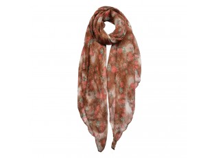 Hnědo béžový šátek s růžemi - 80*180 cm
