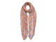 Světle růžovo oranžový šátek s modrými lístky a květy - 80*180 cm