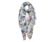 Světle šedý šátek s barevnými listy - 80*180 cm