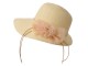 Přírodní klobouk s béžovou mašlí a šňůrkou - Ø 58 cm