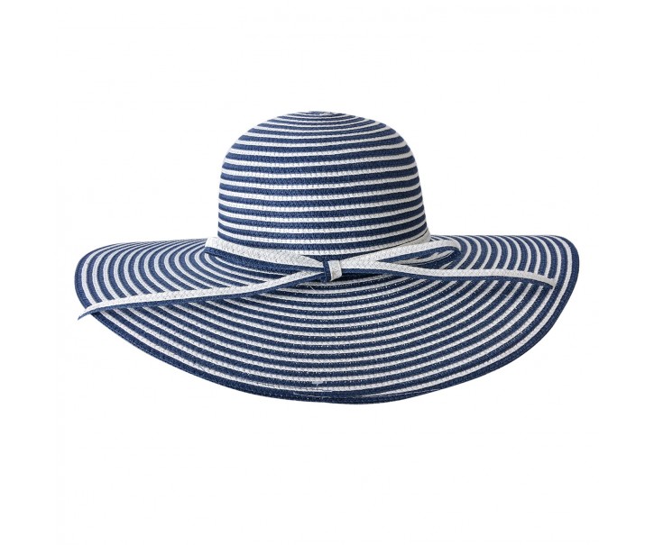 Modro bílý pruhovaný klobouk s mašlí - Ø 58 cm