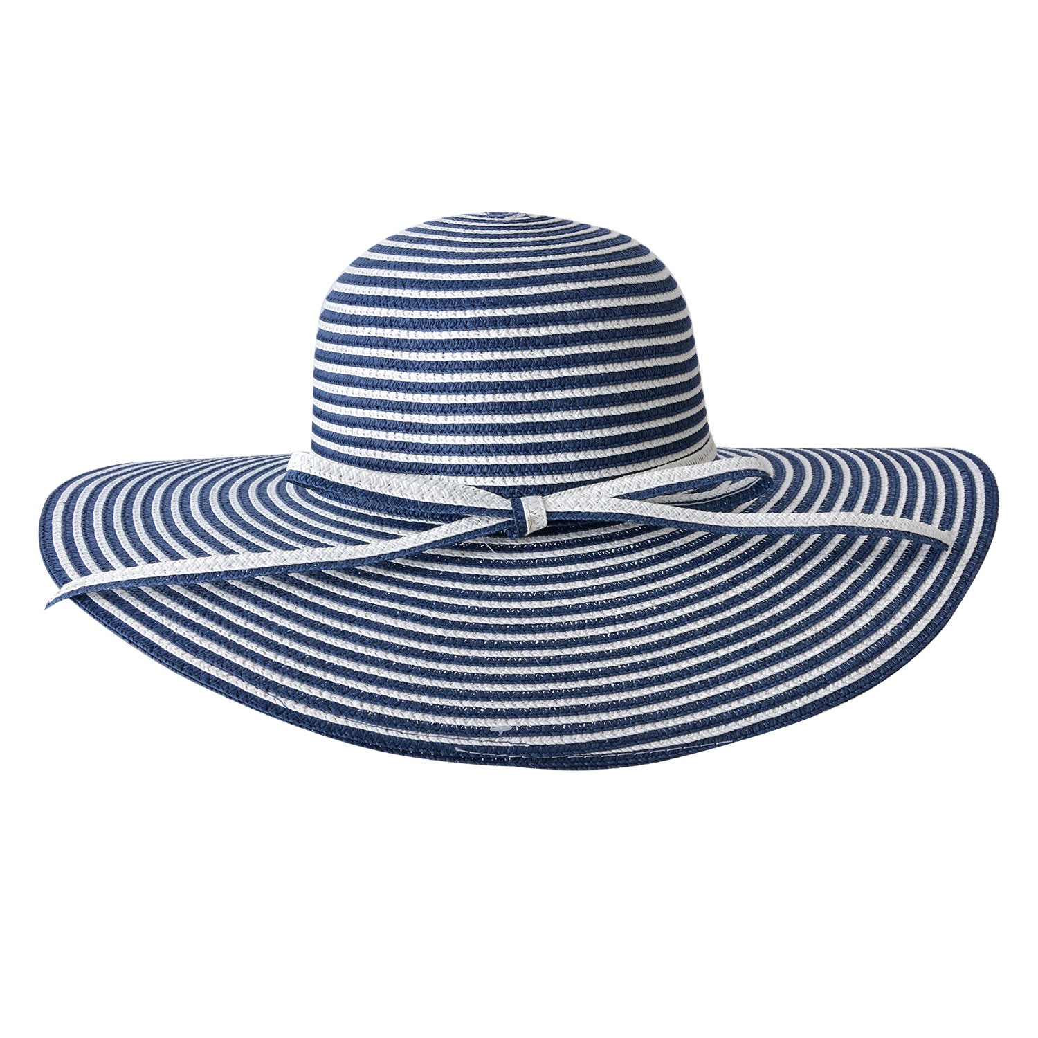 Modro bílý pruhovaný klobouk s mašlí - Ø 58 cm Clayre & Eef