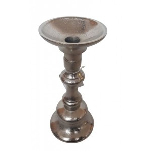 Kovový stříbrný kovový svícen - Ø 9*22cm
