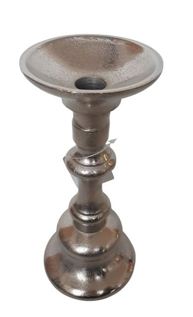 Kovový stříbrný kovový svícen - Ø 9*22cm
