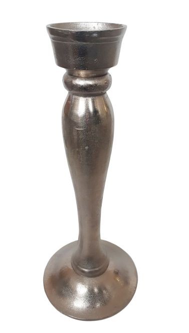 Kovový stříbrný svícen - Ø 16*39cm