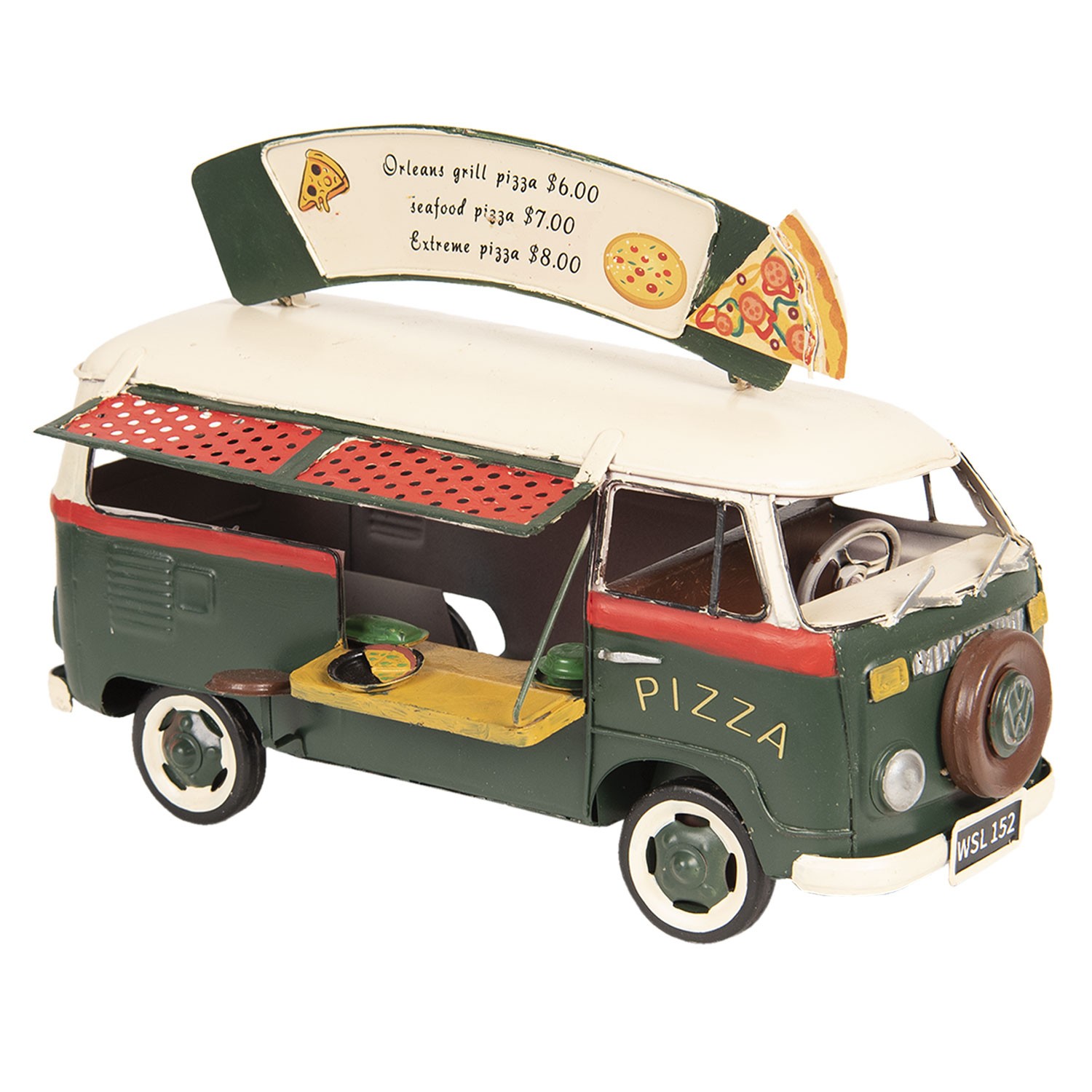 Licencovaný retro model pizza autobusu Volkswagen - 25*14*18 cm 6Y3439
