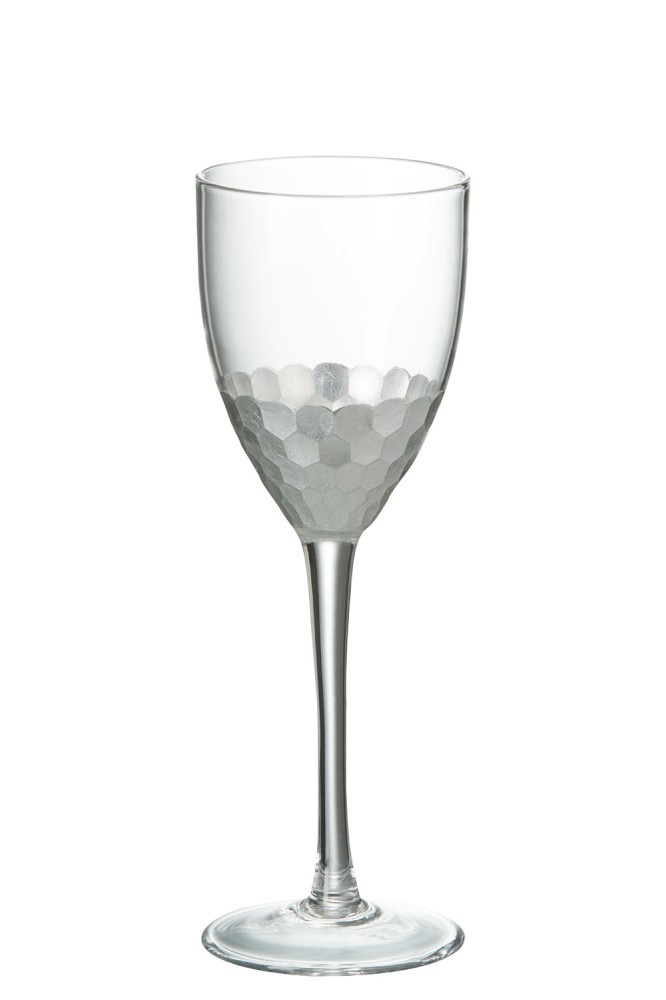 Sklenička na bílé víno Silver - Ø 7,5*21,5 cm J-Line by Jolipa