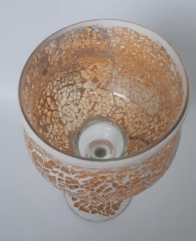 Champagne skleněný svícen na noze Mosaik - Ø 11*25 cm