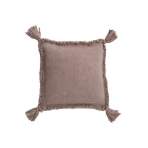 Hnědo-růžový polštář ss třapci Tassel - 45*45cm