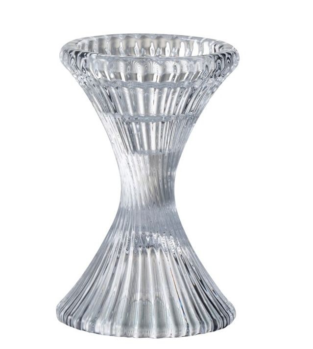 Skleněný točivý svícen Ribbed medium - Ø 10*15cm