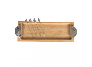 Dřevěné servírovací prkénko s melounem a párátky v dárkové krabičce - 44*14*4 cm