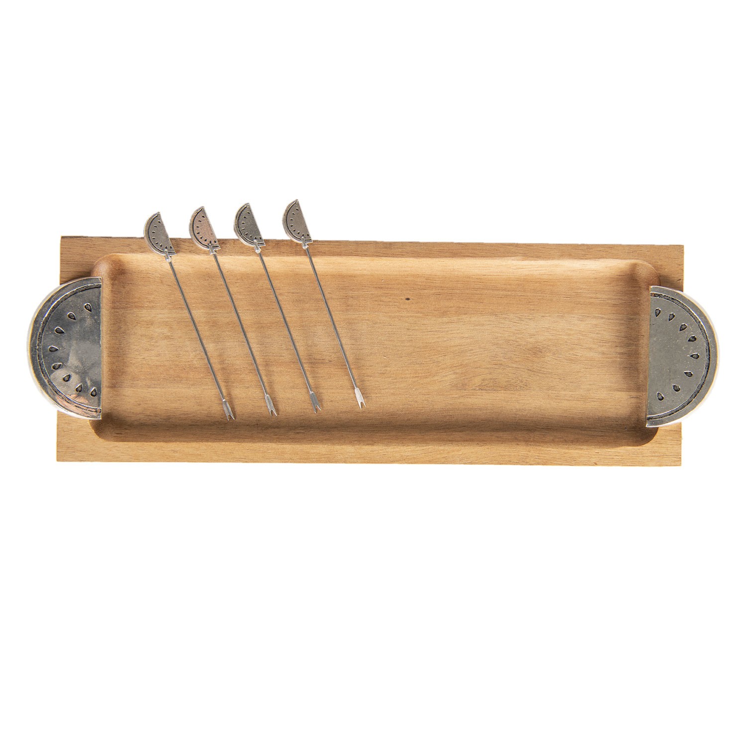 Dřevěné servírovací prkénko s melounem a párátky v dárkové krabičce - 44*14*4 cm Clayre & Eef