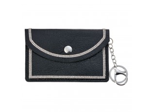 Černá peněženka se stříbrnými kamínky - 8*13 cm
