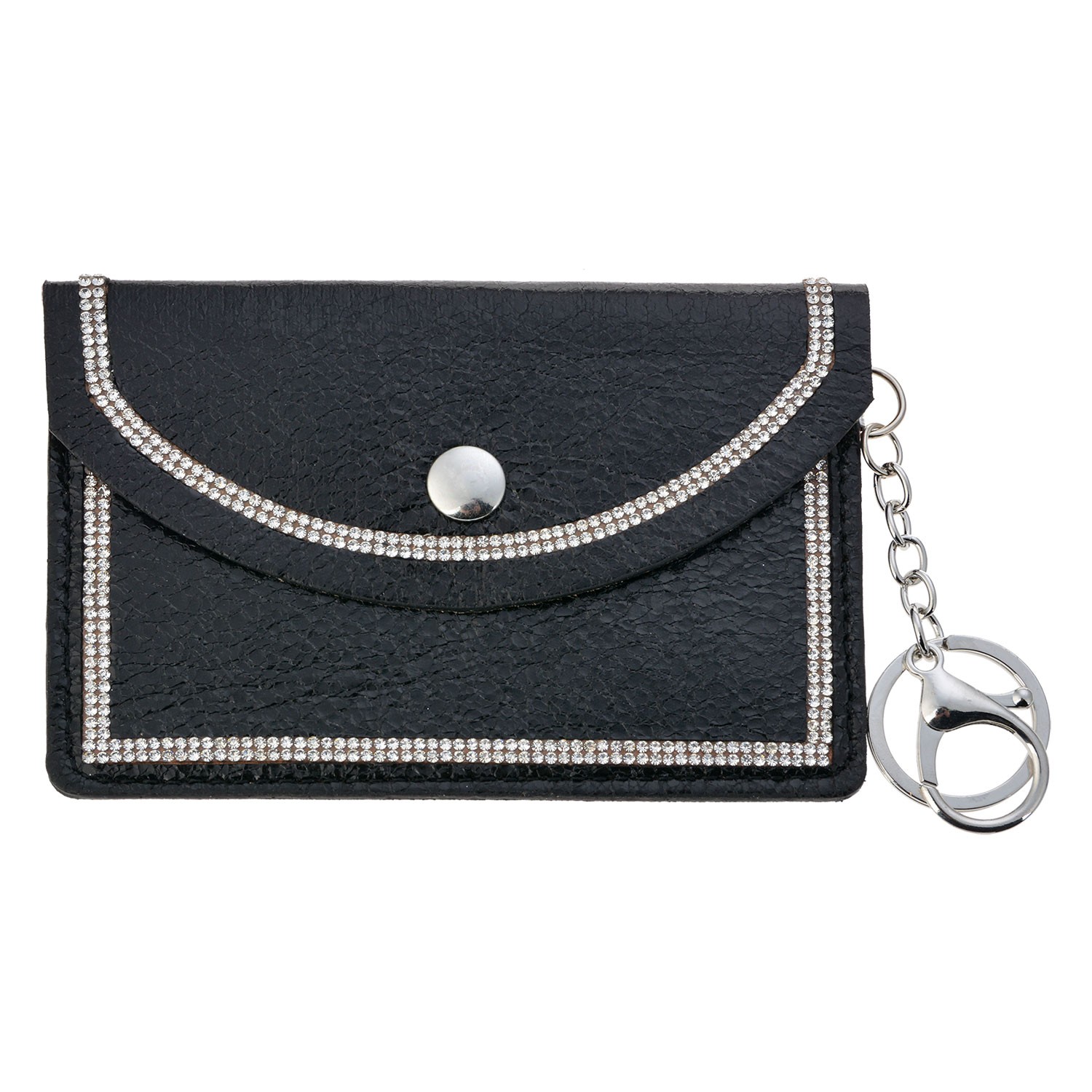 Černá peněženka se stříbrnými kamínky - 8*13 cm Clayre & Eef